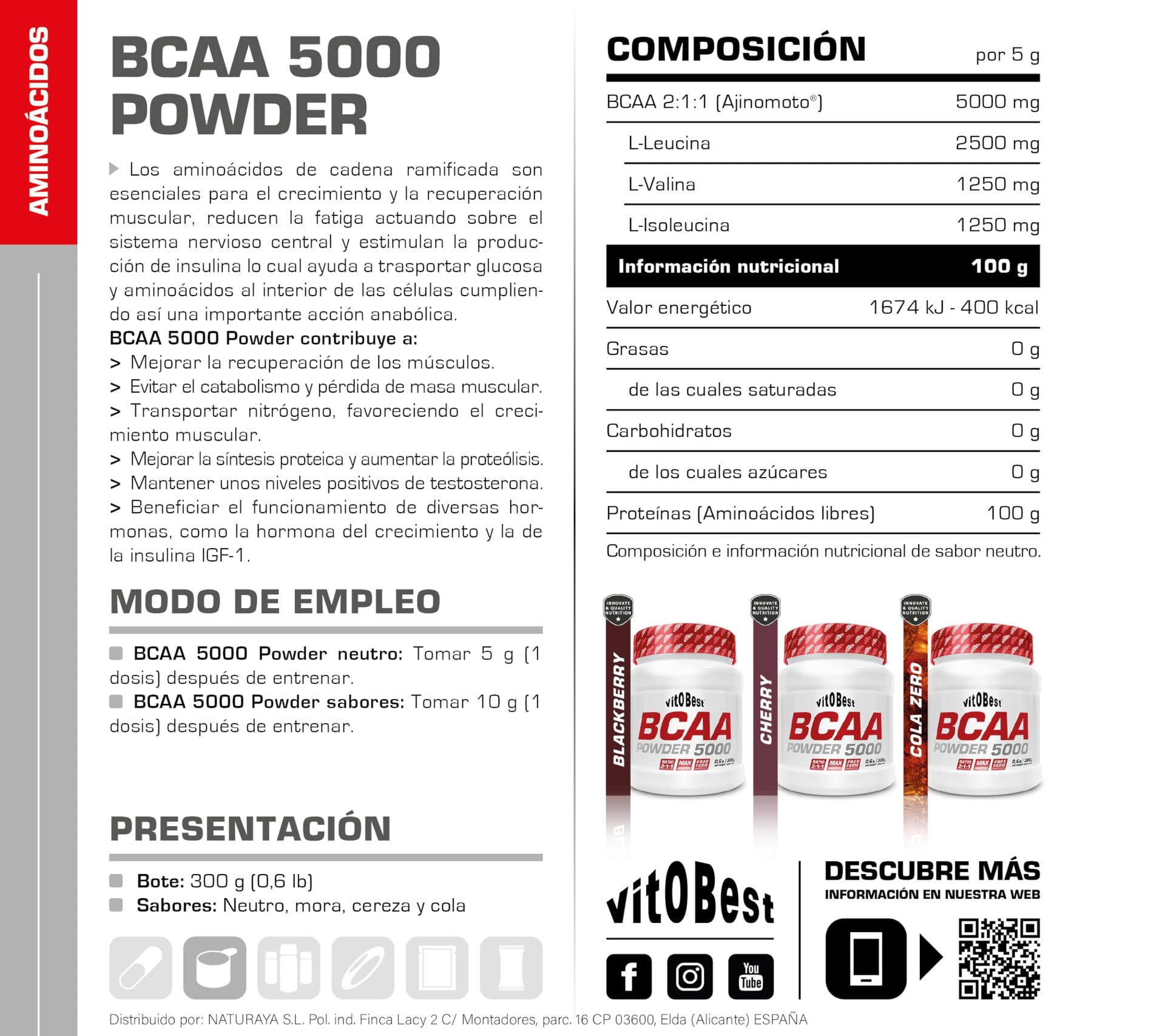 Vitobest Bcaa 5000 (Polvo Sabor) — vista alternativa